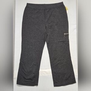 Style & Co Sport Stretch Pants 1X Charcoal Heather Gray Pull On Wide Leg